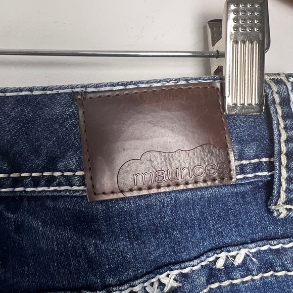 Maurices Bridget Y2K Thick Stitch Sequin Embellished 5Pocket Flare Leg Jeans 1/2 - Picture 11 of 13